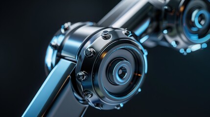 Detailed macro shot of metallic mechanical bearing component with precise engineering details against dark background creating industrial study