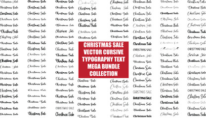 Mega Bundle of Happy Christmas In Various Text Typography Cursive Style