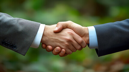 close up of handshake between two businessmen, symbolizing agreement and partnership. image captures essence of collaboration and trust in professional setting