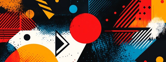 Obraz premium Abstract geometric art with vibrant colors and shapes.