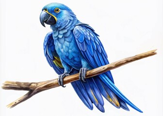 Obraz premium AI Drone Photo: Watercolor Lear's Macaw on Branch
