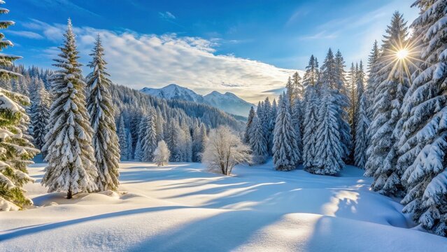 Snow-covered landscape in Arven Wald, Swiss National Park during winter , Switzerland, Arven Wald
