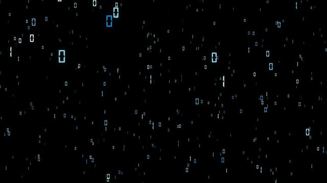 Matrix computer binary numbers data loop falling down background.