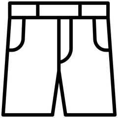 Shorts Icon, Black And White Outline Icon Vector
