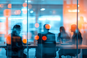  business formal meeting conference discussion with coworker shareholder or client concentrate private ideas data report analysis businesspeople working find solution together in office