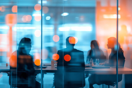  business formal meeting conference discussion with coworker shareholder or client concentrate private ideas data report analysis businesspeople working find solution together in office
