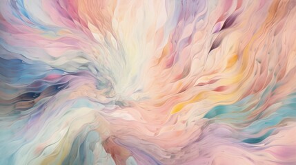 Abstract Pastel Swirls Painting Soft Hues