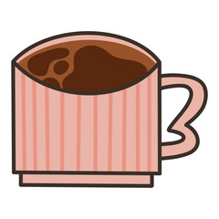 Cartoon Artistic Mug of Coffee with Brown Beverage in a Unique Design