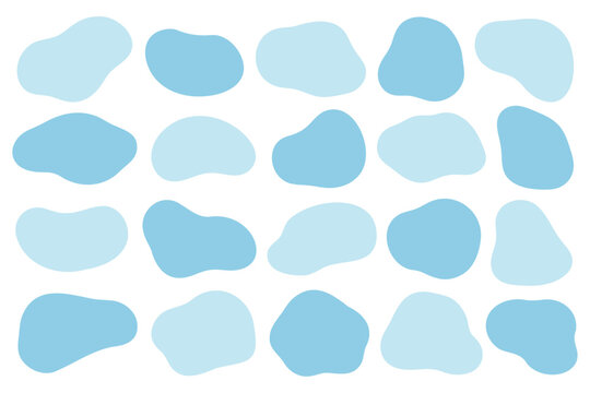 ゆるい流体シェイプのイラストセット ベクター ブルー Fluid shape set
