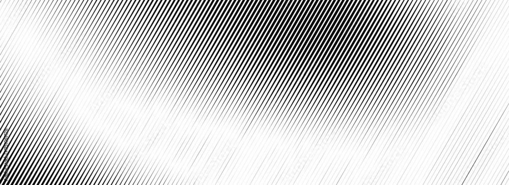 Aufkleber vanishing linear gradient texture. black diagonal stripe gradation background. thin to thick fade sl