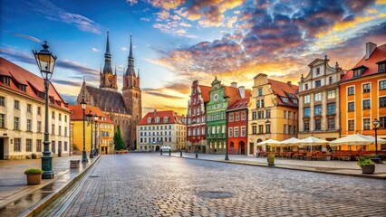 Fototapeta premium Historic Ostrow Tumski district in Wroclaw, Poland with ancient architecture and cobblestone streets, Wroclaw