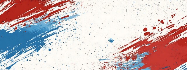 Abstract red and blue paint splatter on white background. (1)
