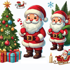 Christmas Santa Claus Isolated on white Background. Vector illustration. on white background -