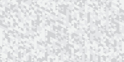 	
Abstract geometric white and gray background seamless mosaic and low polygon triangle texture wallpaper. Triangle shape retro wall grid pattern geometric ornament tile vector square element.