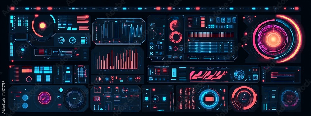 Poster futuristic hud interface elements.
