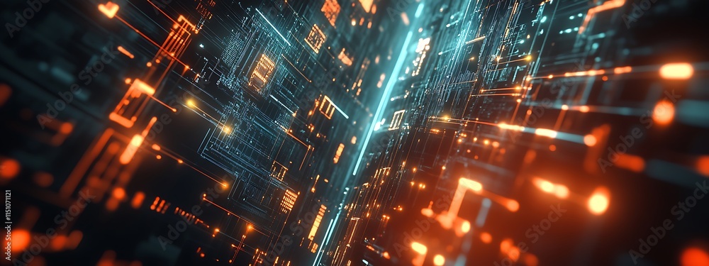 Poster Abstract digital network data flow.