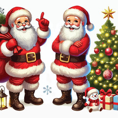 Christmas Santa Claus Isolated on white Background. Vector illustration. on white background -