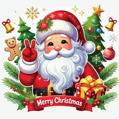 Christmas Santa Claus Isolated on white Background. Vector illustration. on white background -