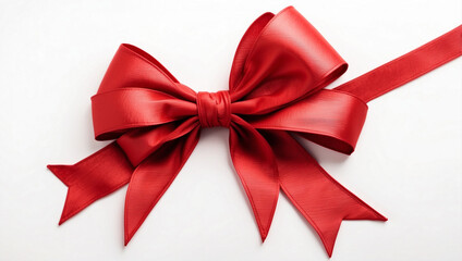 Fototapeta premium A Stunning Red Bow Isolated on a Crisp White Background Perfect for Celebrations