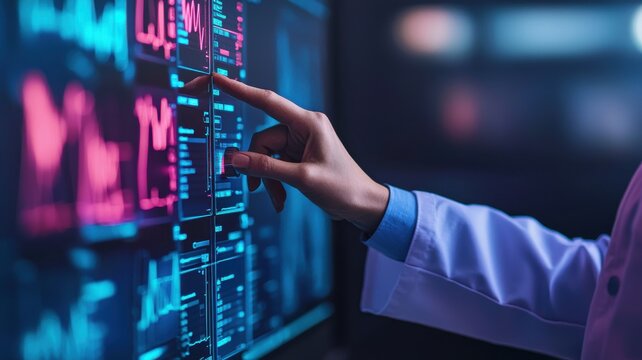 Data analysis action laboratory digital interface high-tech environment close-up viewpoint innovation concept