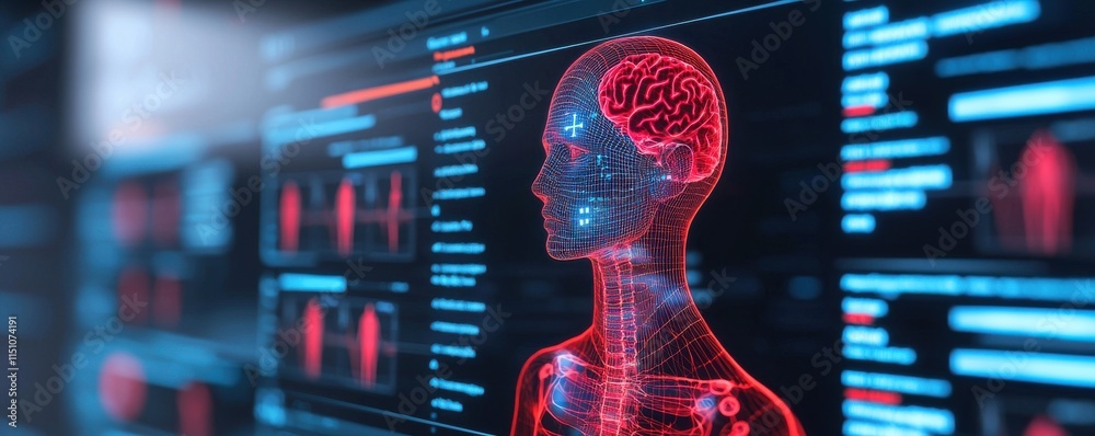 Poster health info data access concept. neural network analysis digital lab data visualization cyber enviro
