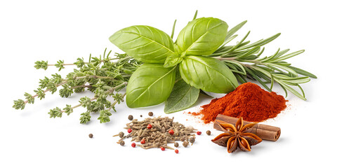 fresh mediterranean herb and spices with real tran