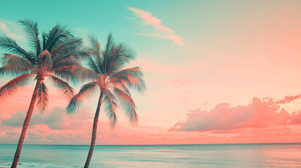 Fototapeta premium Tropical sky gradient over ocean evening scene landscape coastal vibe serene view nature's beauty