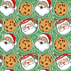 Cartoon pattern Santa Claus glass colorful background in rows and rows hand drawn seamless wallpaper paper notebook gift wrap fashion clothing children cute beautiful festival
