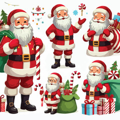 Christmas Santa Claus Isolated on white Background. Vector illustration. on white background -