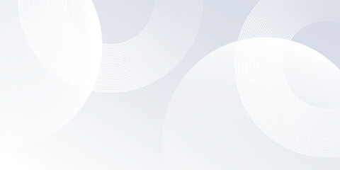 Modern white background with white circle lines. Digital future technology art