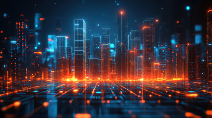 Naklejka premium Wireless 5G Networks and Social Media Integration in Smart Digital Cities