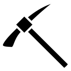 Pickaxe Pole Picks Icon, Black And White Glyph Icon Vector