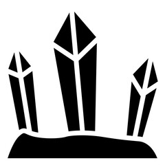 Mining Gems Icon, Black And White Glyph Icon Vector
