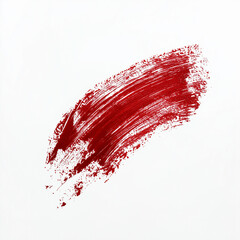 Smudged carmine red swatch stroke isolated white background