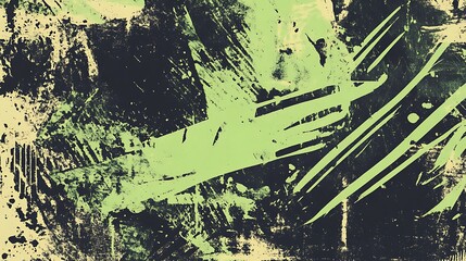 Fototapeta premium Abstract brushstrokes in black and green.