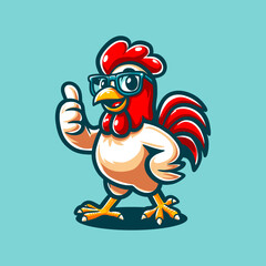 Mascot Chicken Cartoon Vector Art, Illustration and Graphic