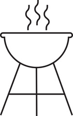 Grill icon in line style. Bbq and sausage symbol, logo illustration for barbeque card design, poster, holiday template and summer picnic. Sign meat and food vector isolated on transparent background.