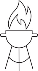Grill icon in line style. Bbq and sausage symbol, logo illustration for barbeque card design, poster, holiday template and summer picnic. Sign meat and food vector isolated on transparent background.