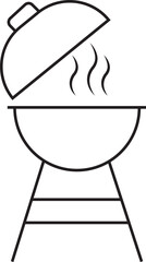 Grill icon in line style. Bbq and sausage symbol, logo illustration for barbeque card design, poster, holiday template and summer picnic. Sign meat and food vector isolated on transparent background.