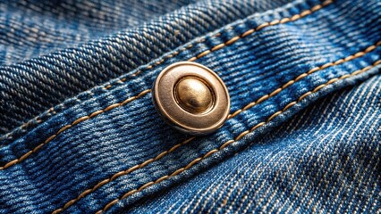 Close up of Levi's Strauss button on classic blue jeans, denim, Levi's, vintage, clothing, fashion, metal, iconic, close-up
