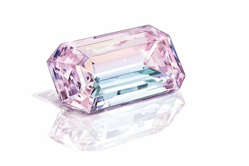 Stunning Multicolored Crystal Gemstone Reflecting Light with Prismatic Effects on a White Background