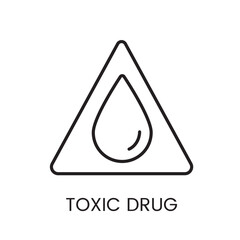 Fototapeta premium A vector linear icon of a triangular warning sign with a droplet symbol inside with an editable stroke