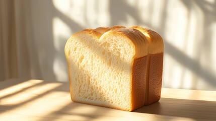 Photorealistic Side View of Freshly Baked Bread in Soft Natural Light with Intricate Texture and Details