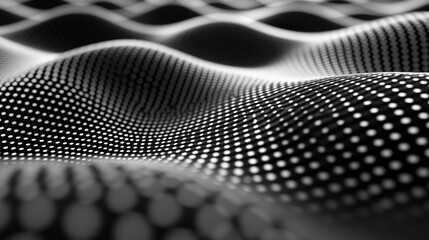 Abstract grayscale wavy dotted surface.