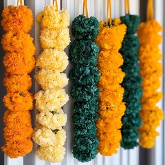 Colorful Flower Garlands Hanging Decoratively