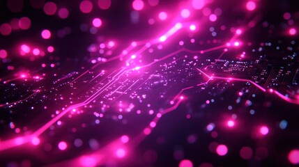 Abstract pink glowing circuit board.