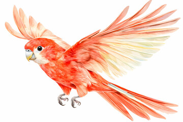 Vibrant Red Bird with Majestic Wings Spreading Elegance in Flight Captured in Stunning Detail