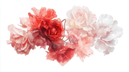 watercolor painting of intertwined red and pink flowers, evoking beauty and elegance