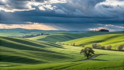 Obraz premium landscape with hills and blue sky