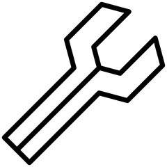 Wrench Icon, Black And White Outline Icon Vector